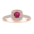 thumbnail image 1 of AFFY 0.65 Carat (Ctw) Round Simulated Ruby & White Natural Diamond Cluster Engagement Ring In 14k Solid Rose Gold Ring Size-6, 1 of 1