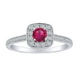 thumbnail image 1 of AFFY 0.65 Carat (Ctw) Round Simulated Ruby & White Natural Diamond Cluster Engagement Ring In 14k Solid White Gold Ring Size-9, 1 of 1