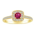 thumbnail image 1 of AFFY 0.65 Carat (Ctw) Round Simulated Ruby & White Natural Diamond Cluster Engagement Ring In 14k Solid Yellow Gold Ring Size-7.5, 1 of 1