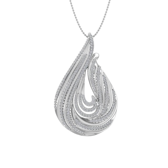 0.65 Carat Diamond Tear Drop Pendant Necklace in 14K White Gold (Included Silver Chain) (I1-I2 Clarity)