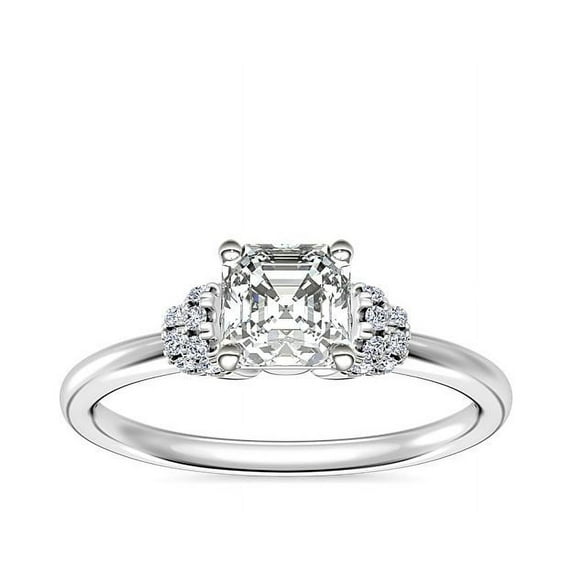 0.65 Carat Excellent Asscher Cut Natural Diamond Unique Solitaire Ring for Engagement Solid 14K White Gold Size 8.5