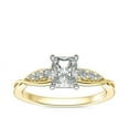 thumbnail image 1 of 0.65 Carat Excellent Emerald Cut Natural Diamond Unique Solitaire with Accents Ring for Women Solid 18K Yellow Gold Size 8.5, 1 of 6