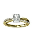 thumbnail image 1 of 0.65 Carat Excellent Emerald Cut Natural Diamond Unique Solitaire with Accents Ring for Women Solid 18K Yellow Gold Size 8.5, 1 of 6