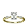 thumbnail image 1 of 0.65 Carat Excellent Emerald Cut Real Diamond New Design Solitaire with Accents Ring for Wedding and Engagement Solid 14K Yellow Gold Size 11, 1 of 6