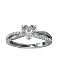 thumbnail image 1 of 0.65 Carat Excellent Heart Cut Natural Diamond Solitaire with Accents Beautiful Ring for Anniversary Solid 14K White Gold Size 4.5, 1 of 6