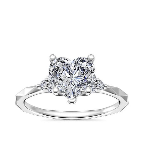 0.65 Carat Excellent Heart Cut Natural Diamond Unique Halo Ring for Women Solid 18K White Gold Size 8.5
