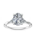 thumbnail image 1 of 0.65 Carat Excellent Oval Shape Genuine Diamond Latest Design Halo Engagement Ring for Ladies Solid 18K White Gold Size 7.5, 1 of 8