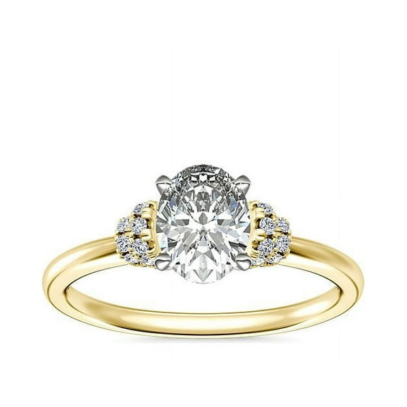 0.65 Carat Excellent Oval Shape Genuine Diamond Latest Design Solitaire Engagement Ring for Ladies Solid 18K Yellow Gold Size 7.5