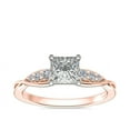 thumbnail image 1 of 0.65 Carat Excellent Princess Cut Natural Diamond Solitaire with Accents Beautiful Ring for Anniversary Solid 14K Rose Gold Size 4.5, 1 of 6