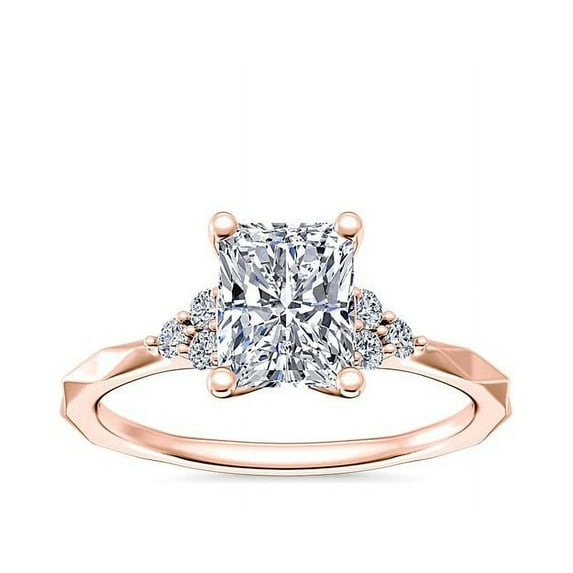0.65 Carat Excellent Radiant Cut Natural Diamond Unique Halo Ring for Women Solid 18K Rose Gold Size 8.5