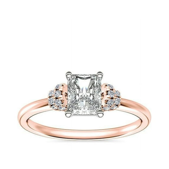 0.65 Carat Excellent Radiant Cut Real Diamond New Design Solitaire Ring for Wedding Solid 18K Rose Gold Size 11
