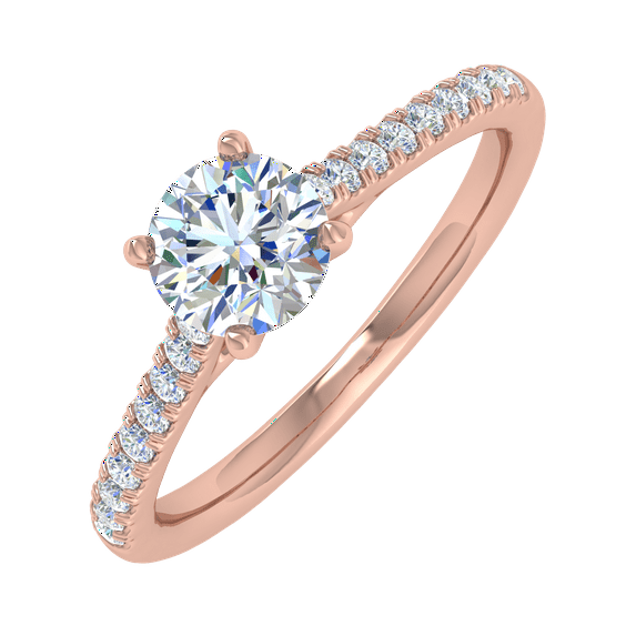 0.65 Carat Prong Set Solitaire Diamond Engagement Ring Band in 14K Rose Gold (Ring Size 7)