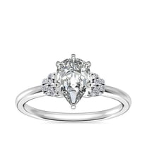 0.65 Carat Radiating Solitaire Pear Natural Diamond Ring for Anniversary Solid 14K White Gold by Diamond-Capitals Size 7