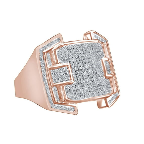 AFFY 0.65 Carat Round White Natural Diamond Cluster Anniversary Ring 14K Rose Gold Over Sterling Silver Ring Size-11.5