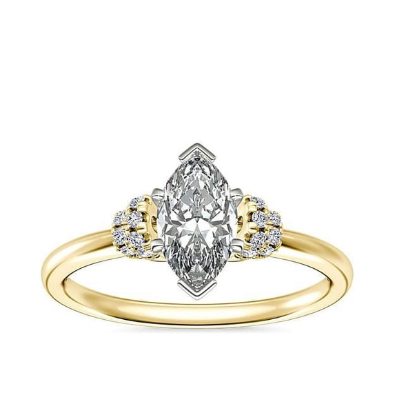 0.65 Carat Stylish Solitaire Style Marquise Natural Diamond Elegant Ring for Women Solid 14K Yellow Gold Size 4