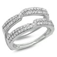 thumbnail image 1 of 0.65 Carat (ctw) 10K White Gold Round Cut Diamond Ladies Anniversary Wedding Band Enhancer Guard Double Ring, 1 of 1