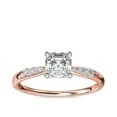 thumbnail image 1 of 0.65 Ct Asscher Cut Genuine Diamond Solitaire with Accents Wonderful Ring for Ladies Solid 18K Rose Gold Size 10.5, 1 of 6