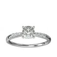 thumbnail image 1 of 0.65 Ct Brilliant Cushion Cut Genuine Diamond Sparkle Solitaire with Accents Engagement Ring for Women Solid 14K White Gold Size 6.5, 1 of 6