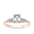 thumbnail image 1 of 0.65 Ct Brilliant Emerald Cut Genuine Diamond Sparkle Solitaire with Accents Engagement Ring for Women Solid 14K Rose Gold Size 6.5, 1 of 6