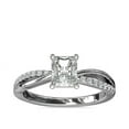 thumbnail image 1 of 0.65 Ct Brilliant Emerald Cut Natural Diamond Accents Elegant Halo Ring for Women Solid 18K White Gold Size 6, 1 of 6