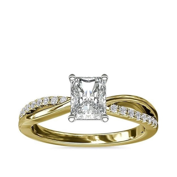 0.65 Ct Brilliant Emerald Cut Natural Diamond Elegant Solitaire with Accents Wedding Ring for her Solid 14K Yellow Gold Size 6