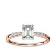 thumbnail image 1 of 0.65 Ct Brilliant Emerald Cut Natural Diamond Emerald Solitaire with Accents Engagement Ring for her Solid 18K Rose Gold Size 5.5, 1 of 6
