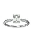 thumbnail image 1 of 0.65 Ct Brilliant Emerald Shape Solitaire with Accents Genuine Diamond Beautiful Wedding Ring for her Solid 18K White Gold Size 7, 1 of 6