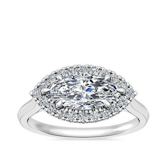 0.65 Ct Brilliant Marquise Cut Natural Diamond Accents Elegant Ring for Women Solid 18K White Gold Size 6