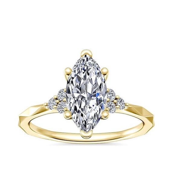 0.65 Ct Brilliant Marquise Cut Natural Diamond Elegant Halo Wedding Ring for her Solid 14K Yellow Gold Size 6