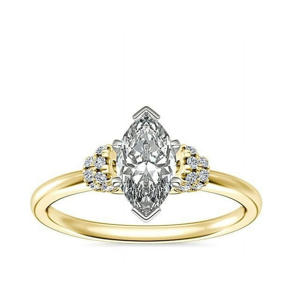0.65 Ct Brilliant Marquise Cut Natural Diamond Marquise Solitaire Engagement Ring for her Solid 14K Yellow Gold Size 5.5