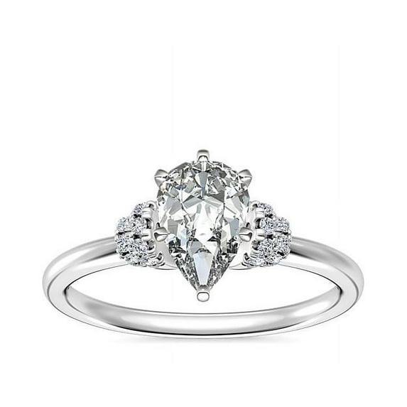 0.65 Ct Brilliant Pear Cut Natural Diamond Elegant Solitaire Wedding Ring for her Solid 14K White Gold Size 6