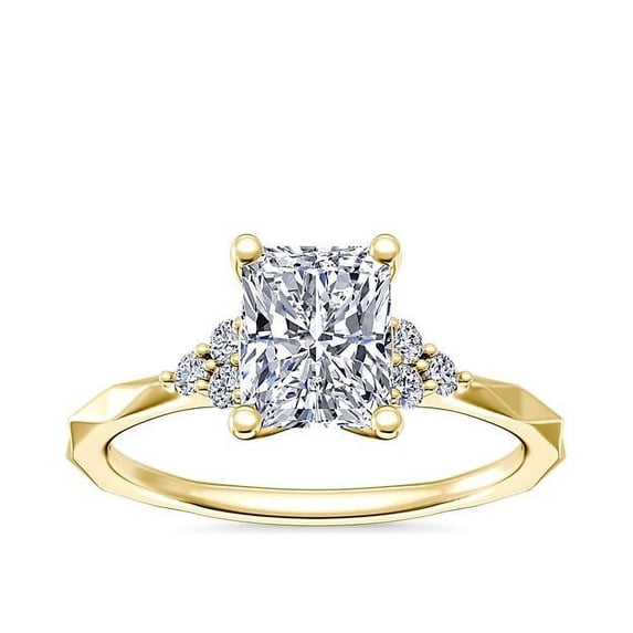 0.65 Ct Brilliant Radiant Shape Genuine Diamond Sparkle Ring for Engagement and Wedding in Solid 18K Yellow Gold Size 6.5