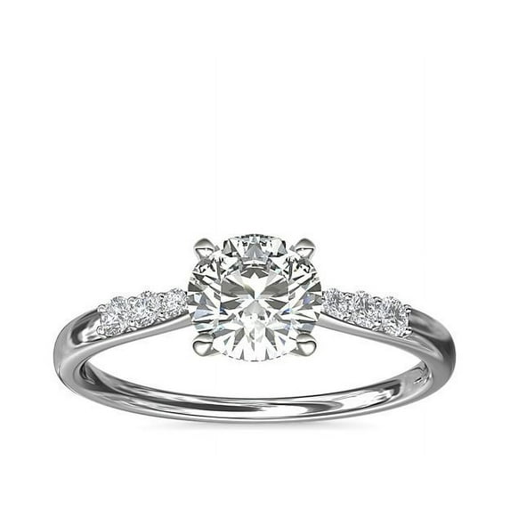 0.65 Ct Round Cut Real Diamond (F-G/VS1) New Design Solitaire Engagement Ring for Girls Solid 18K White Gold Size 6 by Diamond-Capitals