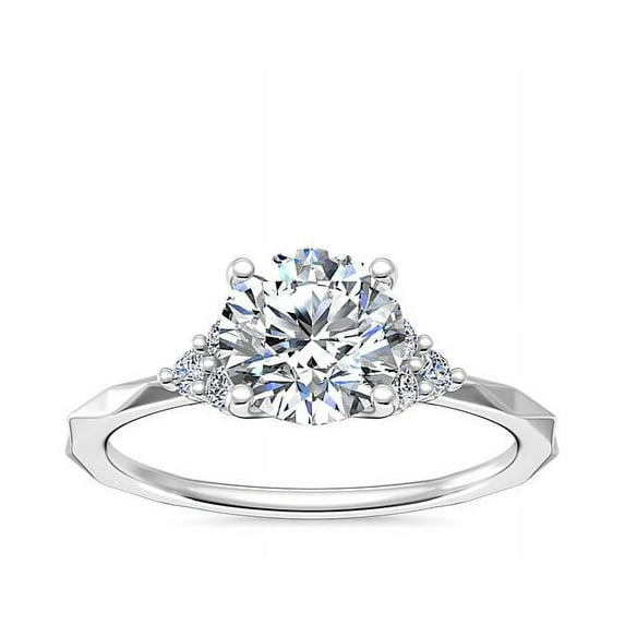 0.65 Ct Brilliant Round Cut Natural Diamond Accents Elegant Ring for Women Solid 18K White Gold Size 6
