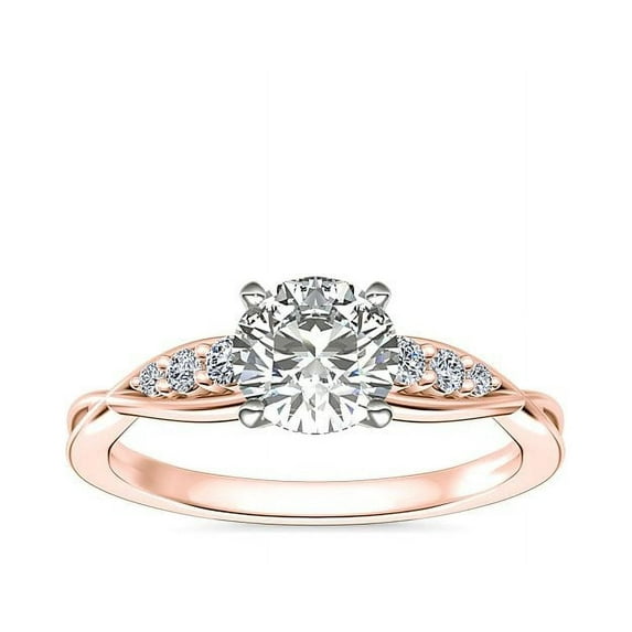 Diamond-Capitals 0.65 Carat Round Cut Luxury Solitaire Natural Diamond (F-G/VS1) Engagement Ring for her Solid 14K Rose Gold Size 7