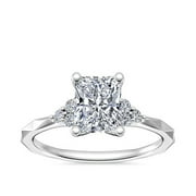 DIAMOND-CAPITALS 0.65 Ct Excellent Radiant Cut Real Diamond Latest Design Halo Engagement Ring for Women Solid 14K White Gold Size 7