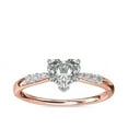 thumbnail image 1 of 0.65 Ct Heart Cut Natural Diamond Stylish Solitaire with Accents Ring for Anniversary Solid 14K Rose Gold Size 4, 1 of 6