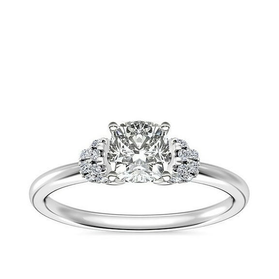 0.65 Ct VS1 Cushion Genuine Diamond New Elegant Design Solitaire Ring for Wedding Solid 14K White Gold Size 7