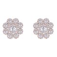 thumbnail image 1 of AFFY 0.65 Cttw Round Cut White Natural Diamond Flower Cluster Stud Earrings In 10K Solid Rose Gold, 1 of 1
