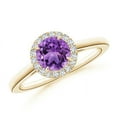 thumbnail image 1 of 0.65 Ctw Amethyst Gemstone 925 Silver Yellow Plated Solitaire Accents Women Ring Size US- 5, 1 of 5