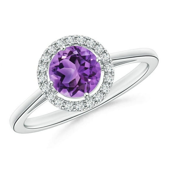 0.65 Ctw Round Amethyst Gemstone 925 Sterling Silver Solitaire Accents Women Ring Jewelry Size US- 10.5