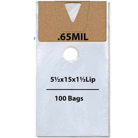0.65 Mil Clear Plastic Door Doorknob Bags - 5½x15x1½ Lip & (100 Bags)