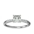 thumbnail image 1 of 0.65 T.C.W Asscher Shaped Genuine Diamond Stunning Solitaire with Accents Wedding Ring for Women Solid 14K White Gold Size 3.5, 1 of 6