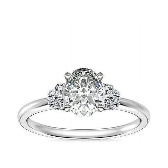 0.65 T.C.W Brilliant Oval Cut Natural Diamond Wonderful Solitaire Engagement Ring for Women Solid 14K White Gold Size 3