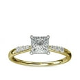 thumbnail image 1 of 0.65 T.C.W Brilliant Princess Cut Natural Diamond Latest Design Solitiare with Accents Engagement Ring for Women Solid 18K Yellow Gold Size 3, 1 of 6