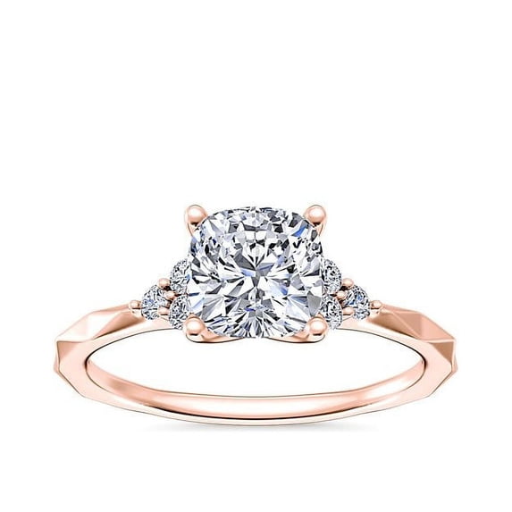 0.65 T.C.W Cushion Shape Natural Diamond Latest Design Halo Wedding Ring for Ladies Solid 14K Rose Gold Size 8
