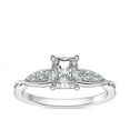 thumbnail image 1 of 0.65 T.C.W Emerald Shape Natural Diamond Latest Design Solitaire with Accents Wedding Ring for Women Solid 18K White Gold Size 8, 1 of 6