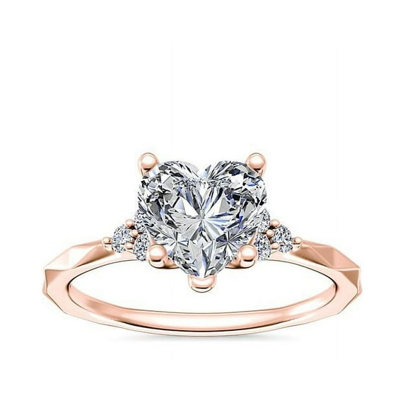 0.65 T.C.W Heart Shape Natural Diamond Latest Design Halo Wedding Ring for Women Solid 18K Rose Gold Size 8