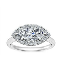 0.65 T.C.W Marquise Real Diamond Clarity VS1 Wonderful Halo Wedding Ring for Women Solid 14K White Gold Size 7