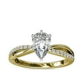 thumbnail image 1 of 0.65 T.C.W Pear Shaped Real Diamond New Design Solitaire with Accents Wedding Ring for Women Solid 18K Yellow Gold Size 3.5, 1 of 6
